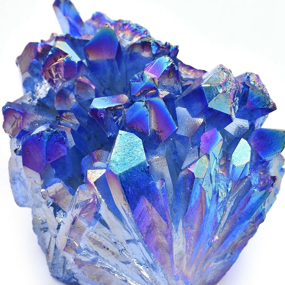 100% Natural Blue Crystal Quartz Cluster Stone Mineral Healing Specimen Decor US