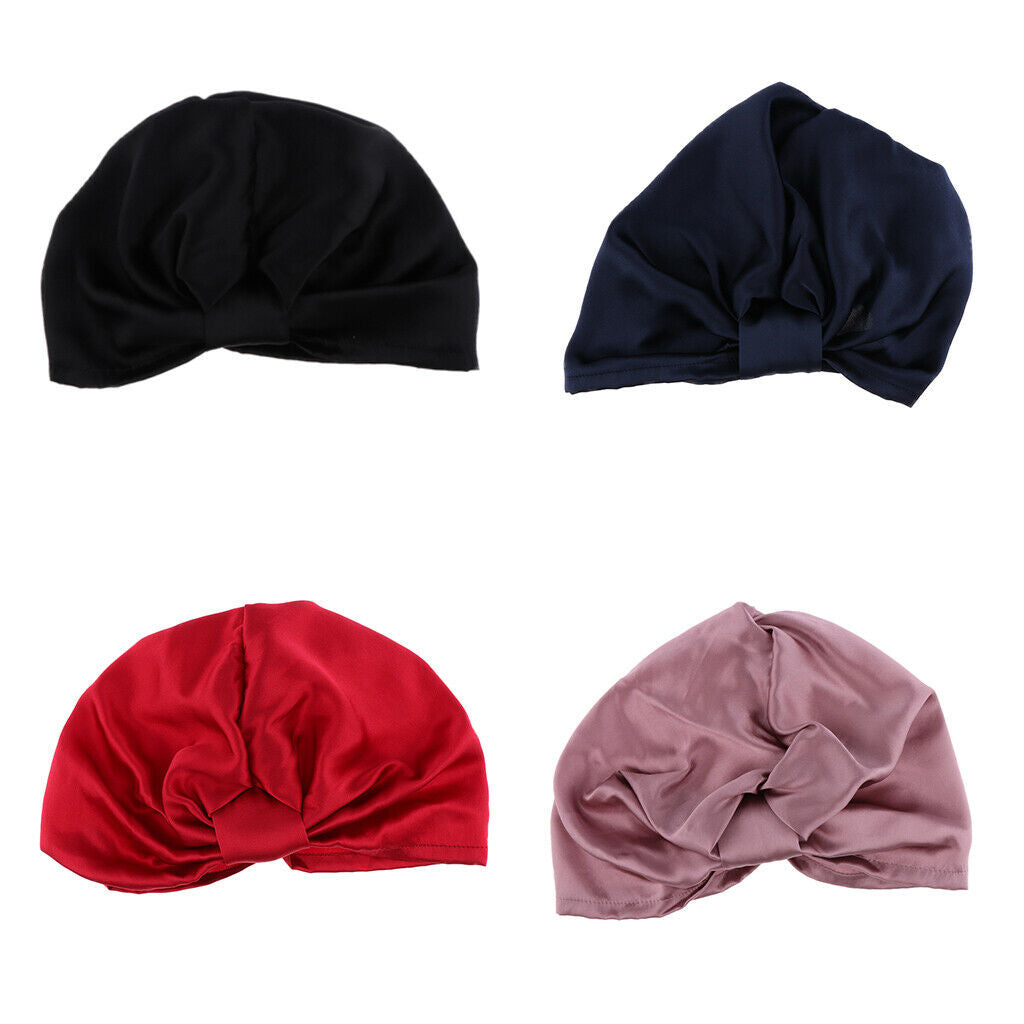 100% Silk Sleeping Sleep Hat Night Hair Care Bonnet Scarves Wrap Elastic
