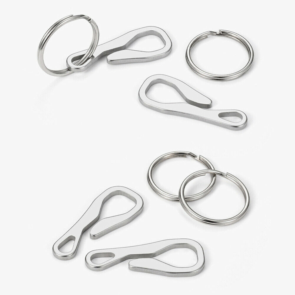 Pocket Key Organizer Clamp Stainless Steel Hanging Buckle Clip w/Keychain @