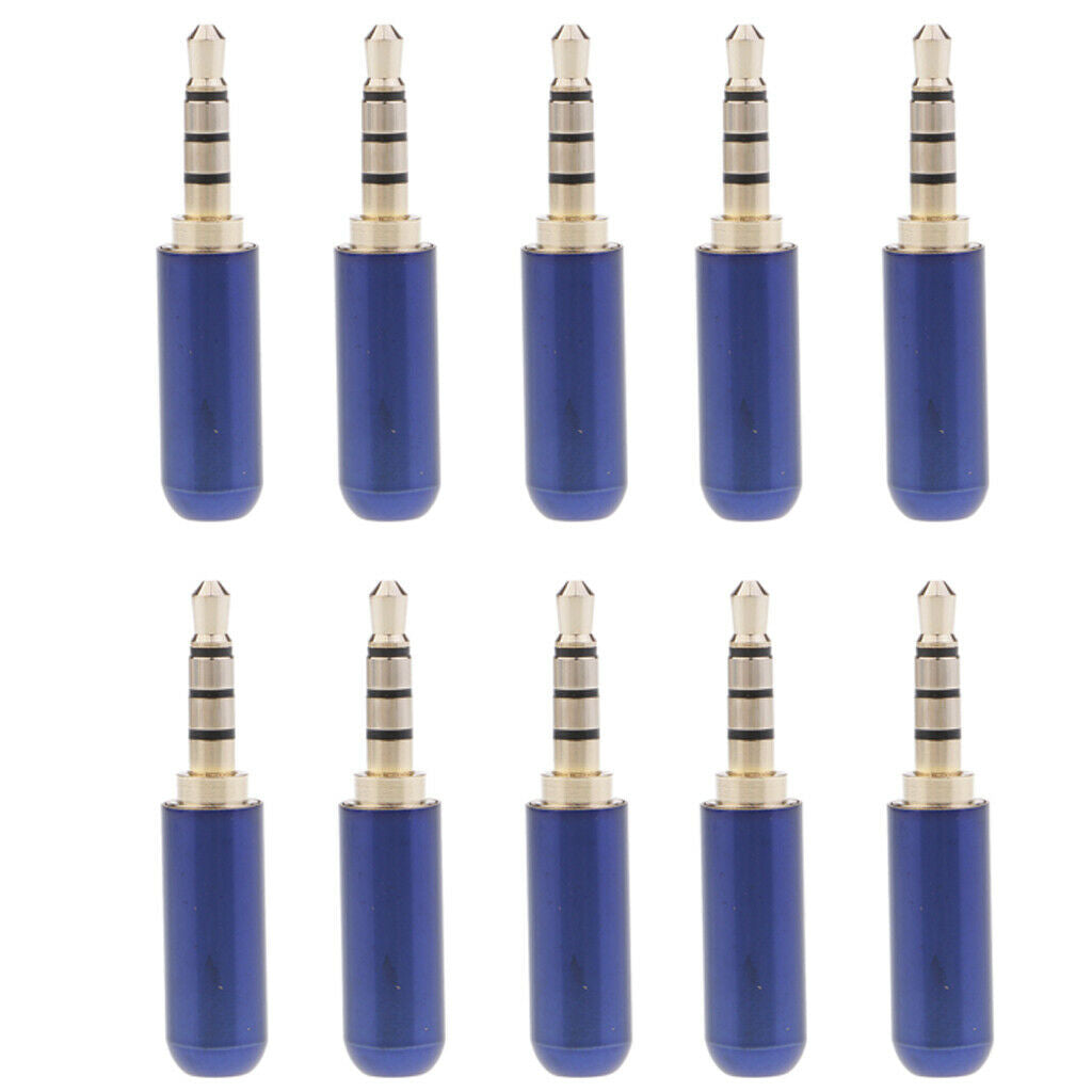 3.5 mm 1/8 "4-pin plug, A / V solder connection, blue, 10-way