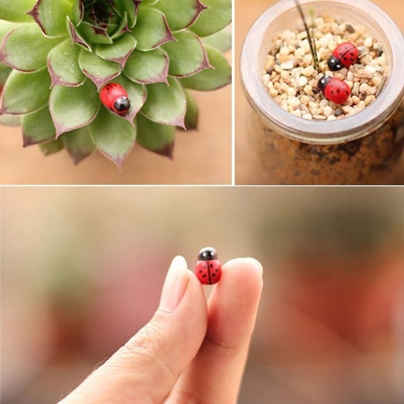 100-pack Mini Red Ladybug Embellishments Flat Back Wood Craft Making Art Decors