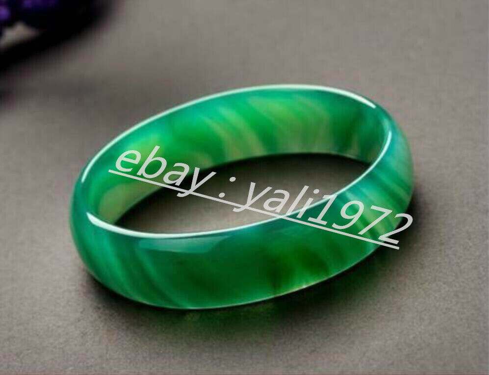 100% Natural Beautiful A Grade Green Agate Chalcedony Bangle Bracelet 58-60mm