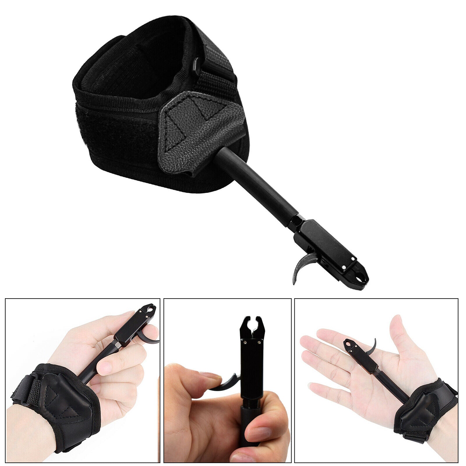 Archery Release Aid Buckle Black Wrist Strap Compound Bow Quick Shot Hunting
