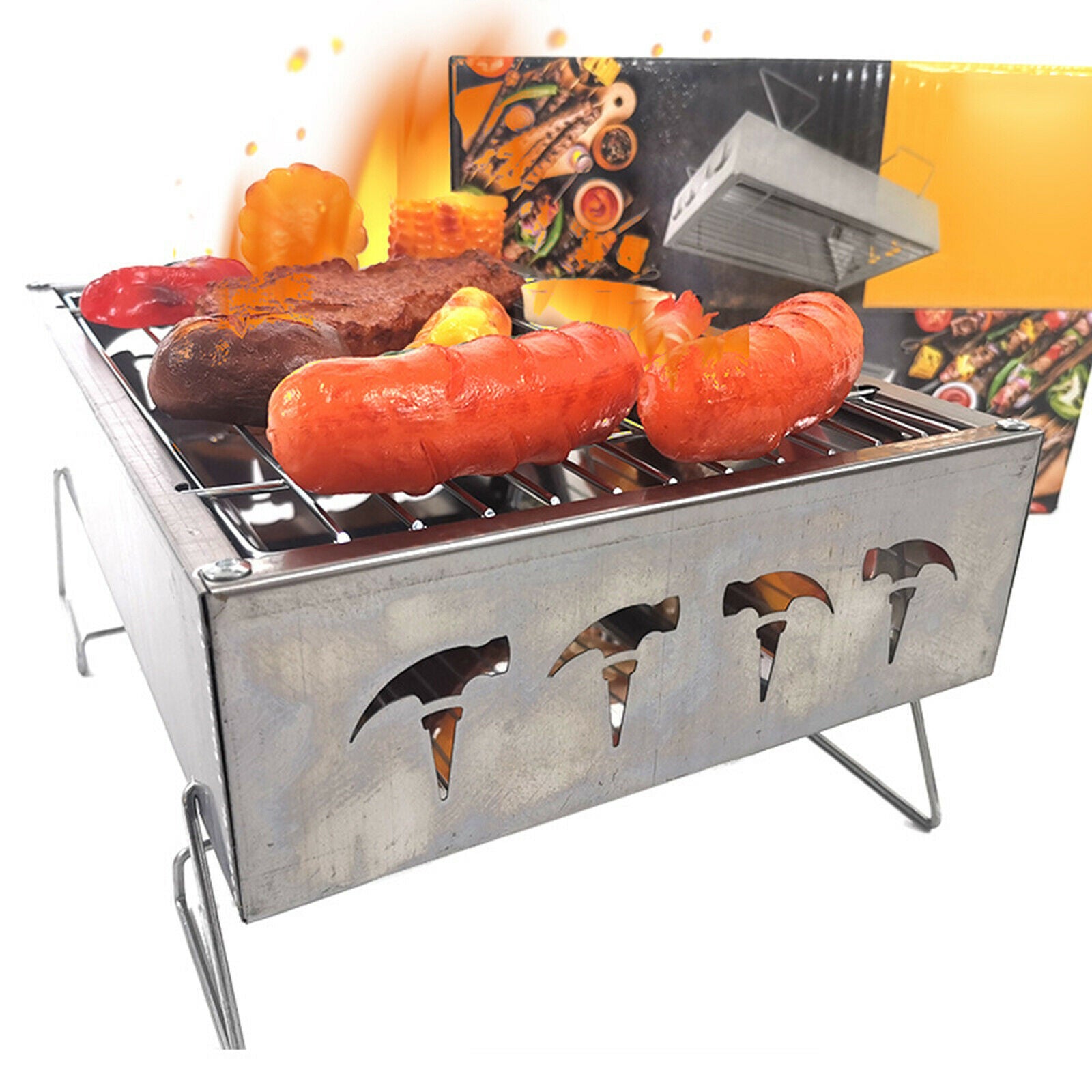 Charcoal Stove Portable Folding Stainless Steel Charcoal BBQ Grill Tool