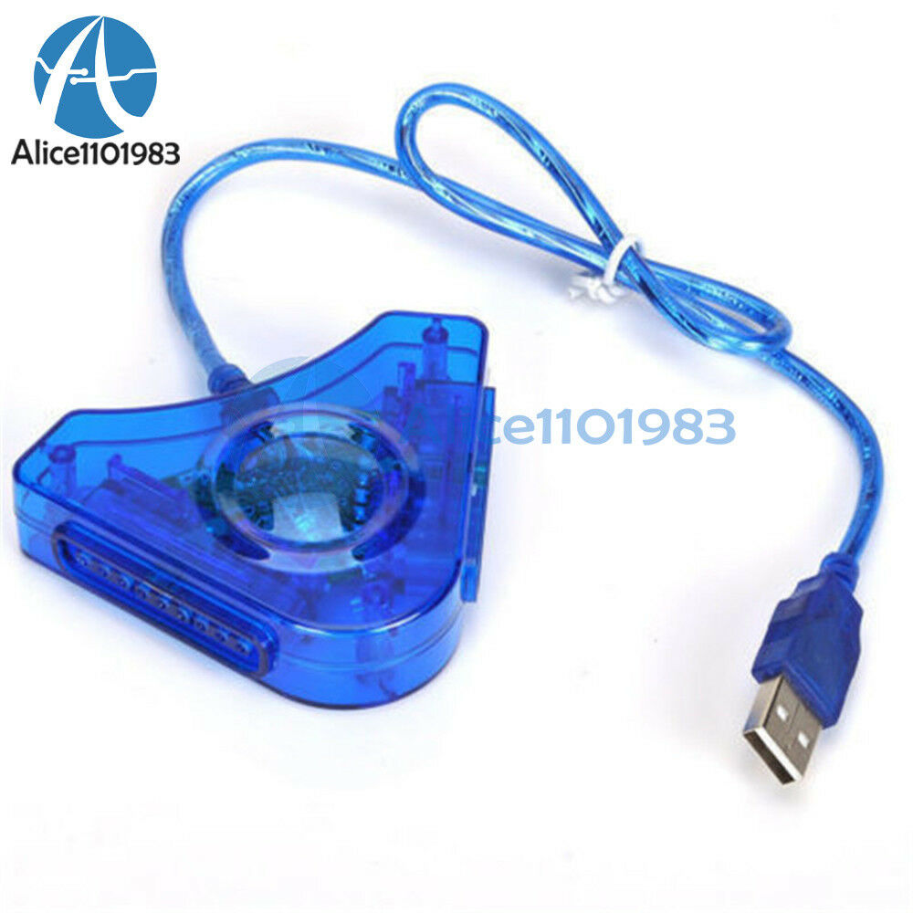 For PS 2 Converter Dual Controller Console Joystick To USB 2.0 Laptop PC Adapter