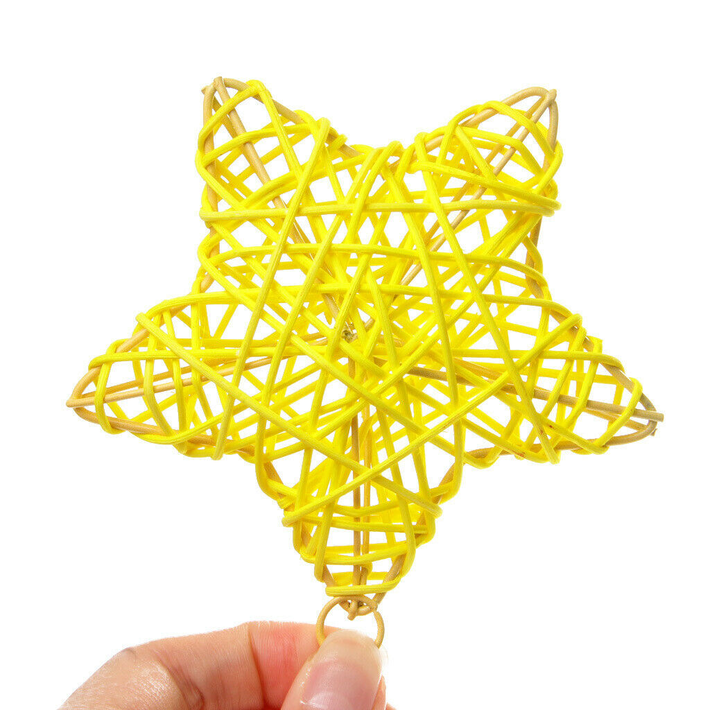 10cm Cane Rattan Decoration Christmas Wedding Ornament Star Yellow