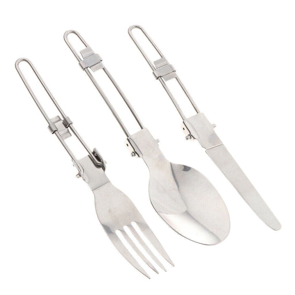 Folding Cutlery Set Spoon Fork for Camping Picnic BBQ Flatware