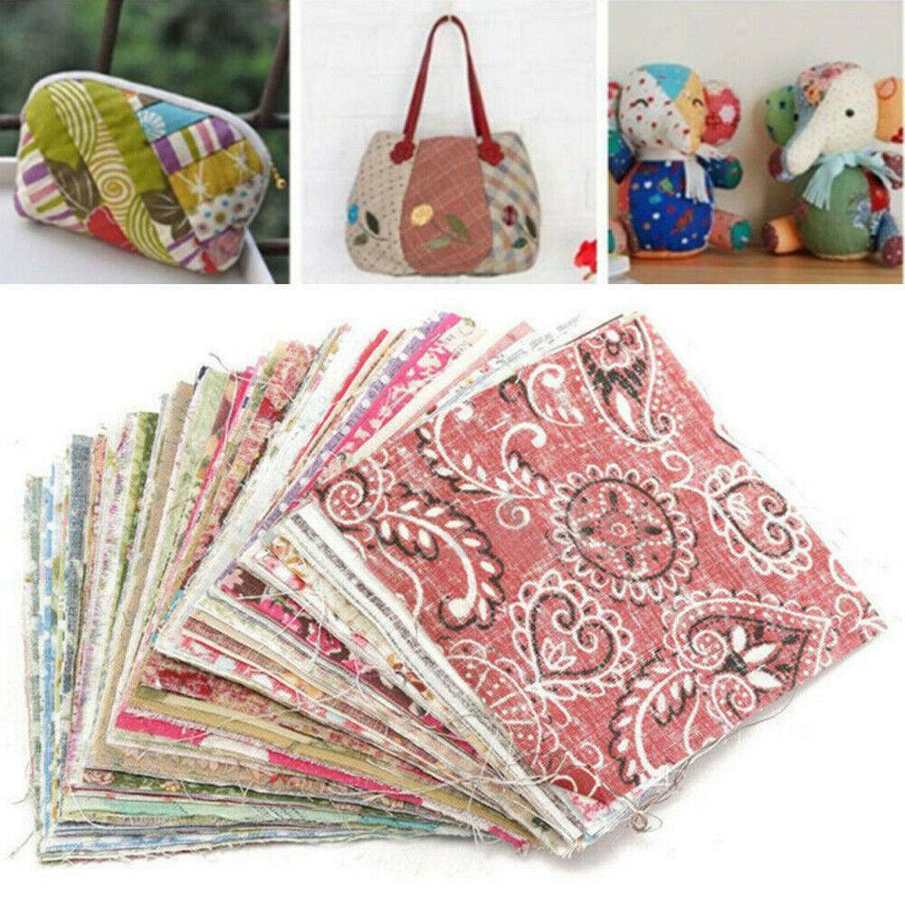 100 X DIY Assorted Pre Cut Charm 10X10cm Cotton Squares Quilt Fabric Quarter