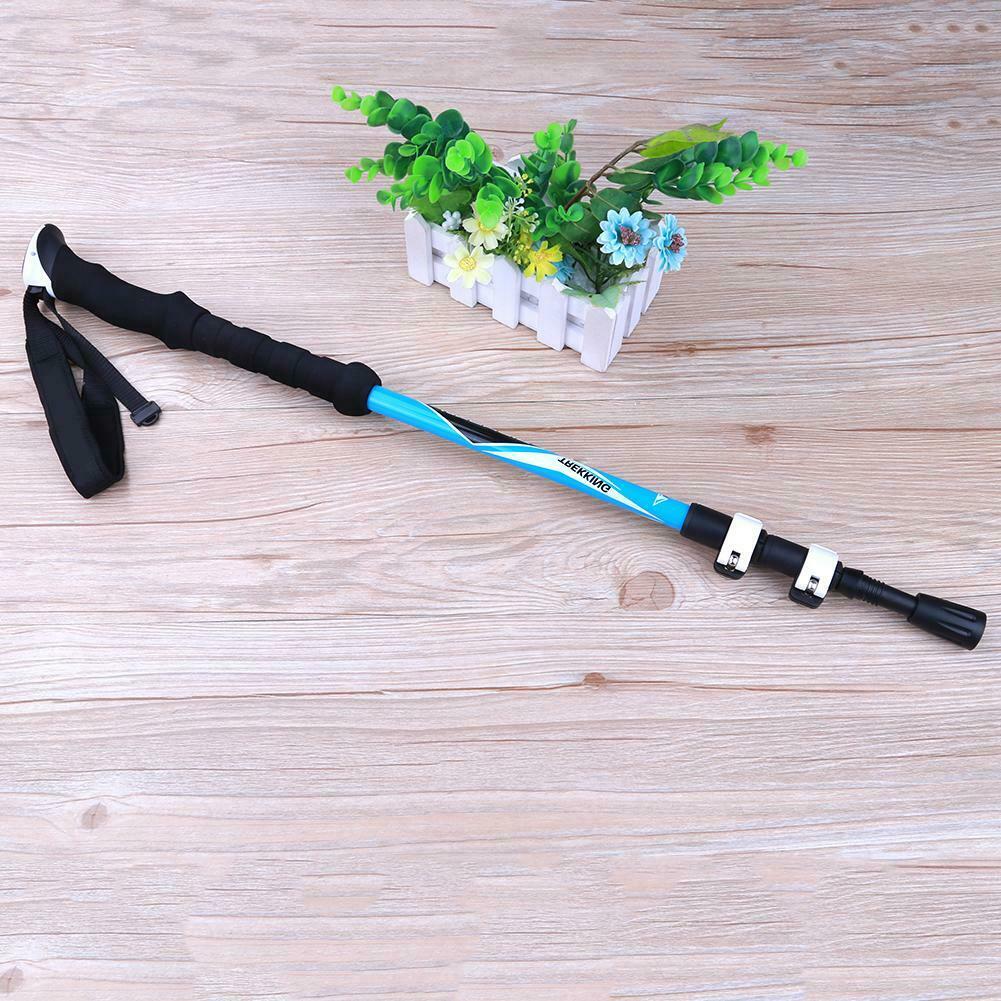 Adjustable 3 Section Carbon Fiber Trekking Walking Hiking Pole Cane Crutch Tool