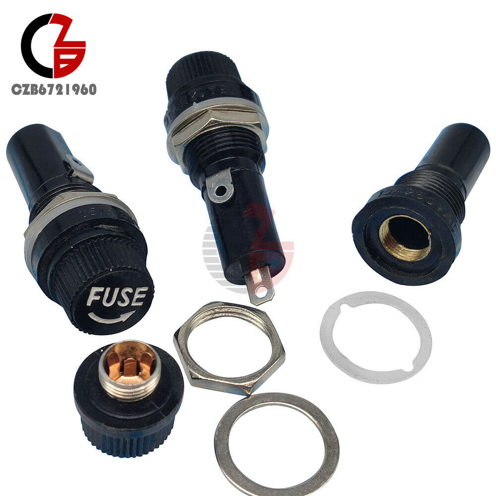 2Pcs Screw Cap Panel Mounted 6x30mm Fuse Holder AC 250V/10A New