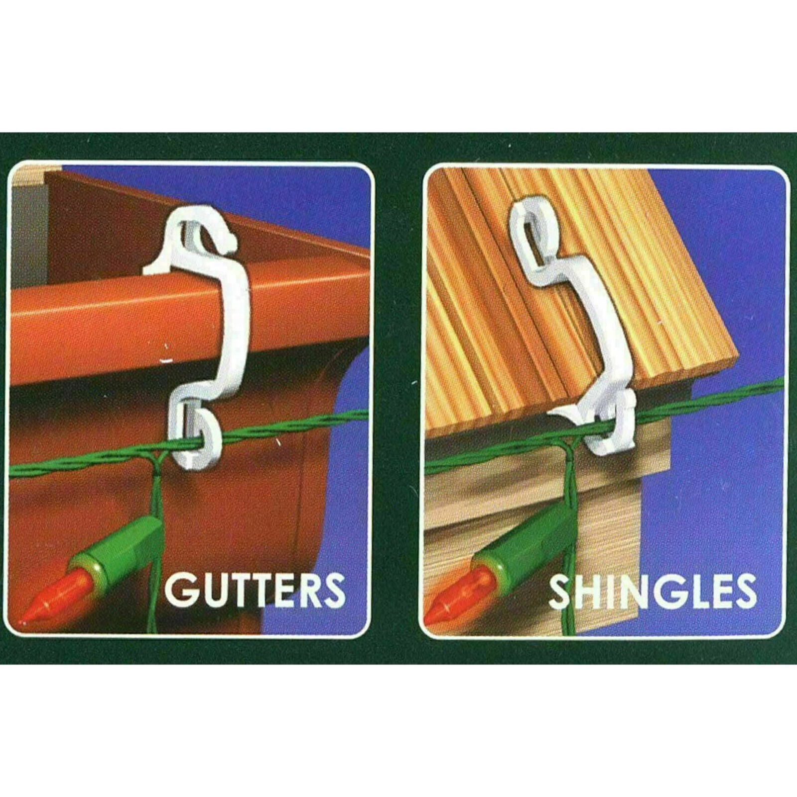 100 x Gutter Hang Hooks Clips For Christmas Xmas Decoration Outdoor Lights Fairy