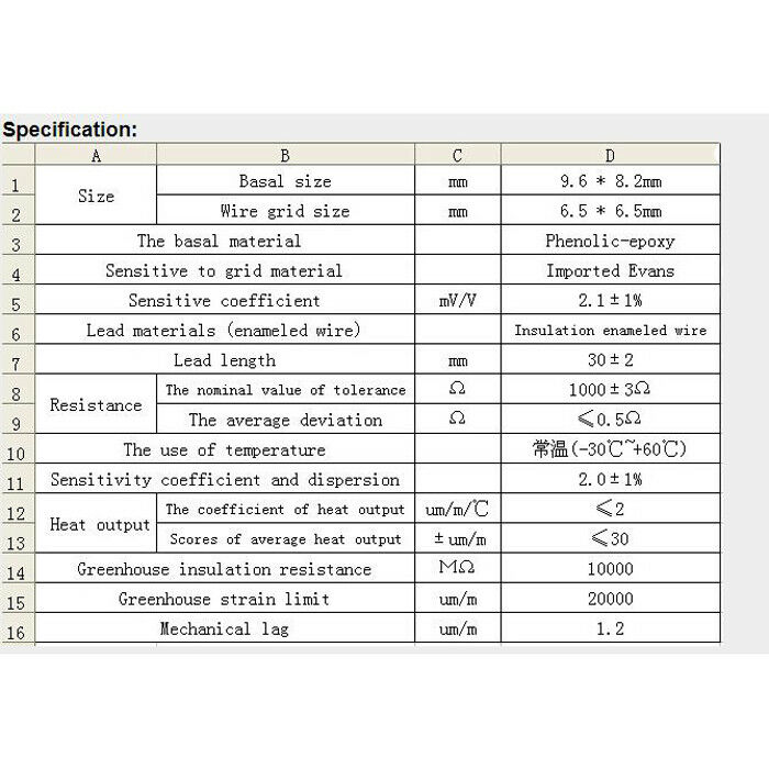 1000 ohm Full-bridge Strain Gauge 1000ohm EB Foil Strain Gauge for Analog Sensor