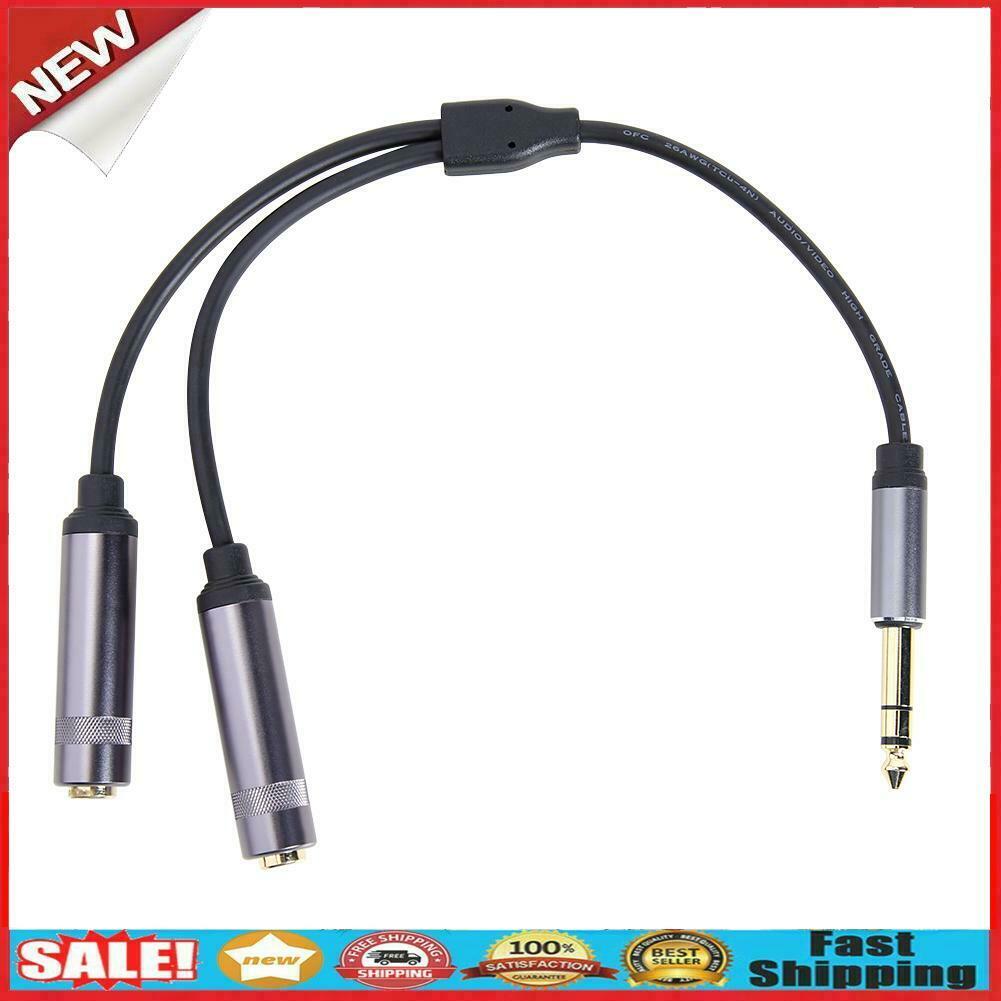 6.5mm Stereo Plug Male to Dual 6.5mm Jack Female Y Splitter Audio Cable @