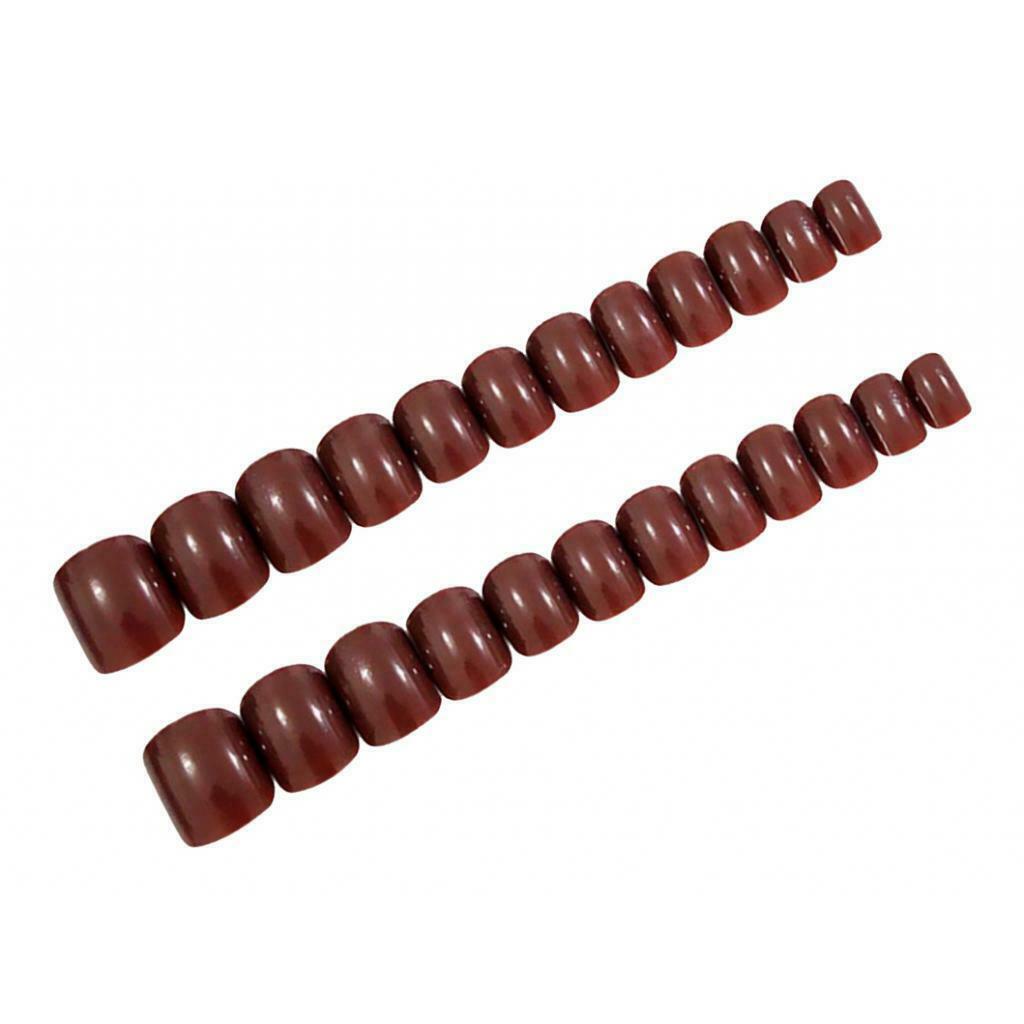 24Pcs Ballerina Full Cover Short False Nails Square Art Tips Set Cameo Brown