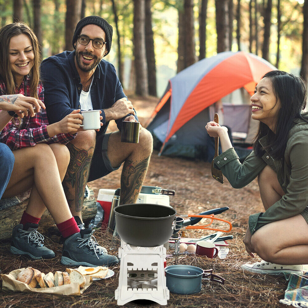 Stainless Steel Firewood Stove Portable Outdoor Picnic Camping Cooking Tool @