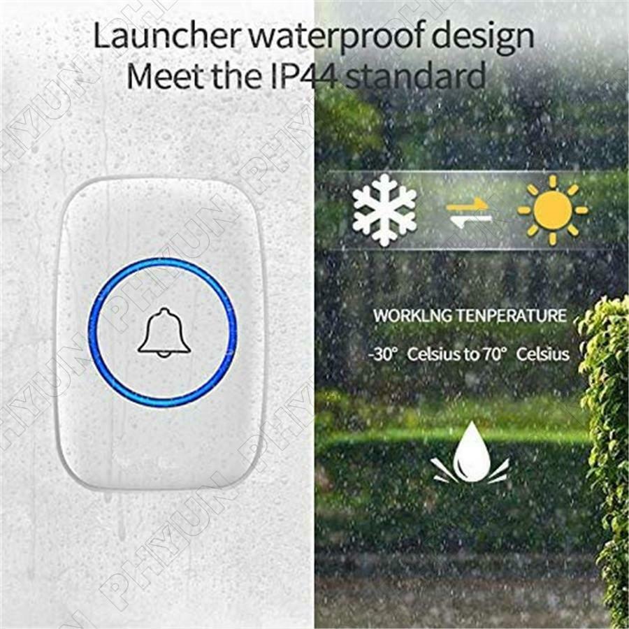 Wireless Doorbell Push Button Adjustable Volume 1000FT For Home/Office/Classroom