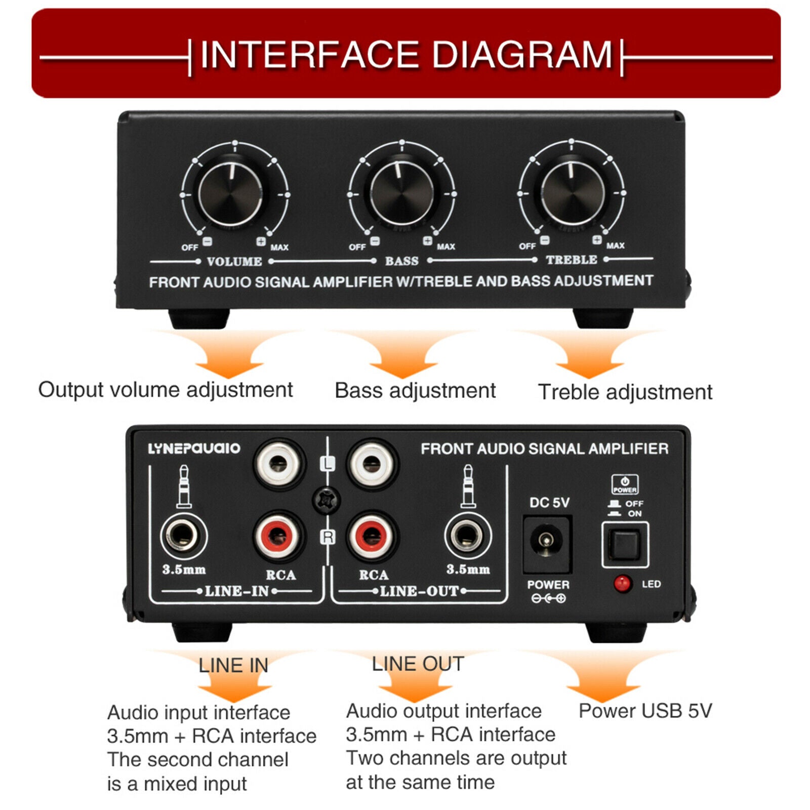 Headphone Speaker Amplifier Booster Low Bass Adjustment For Sound Mixer