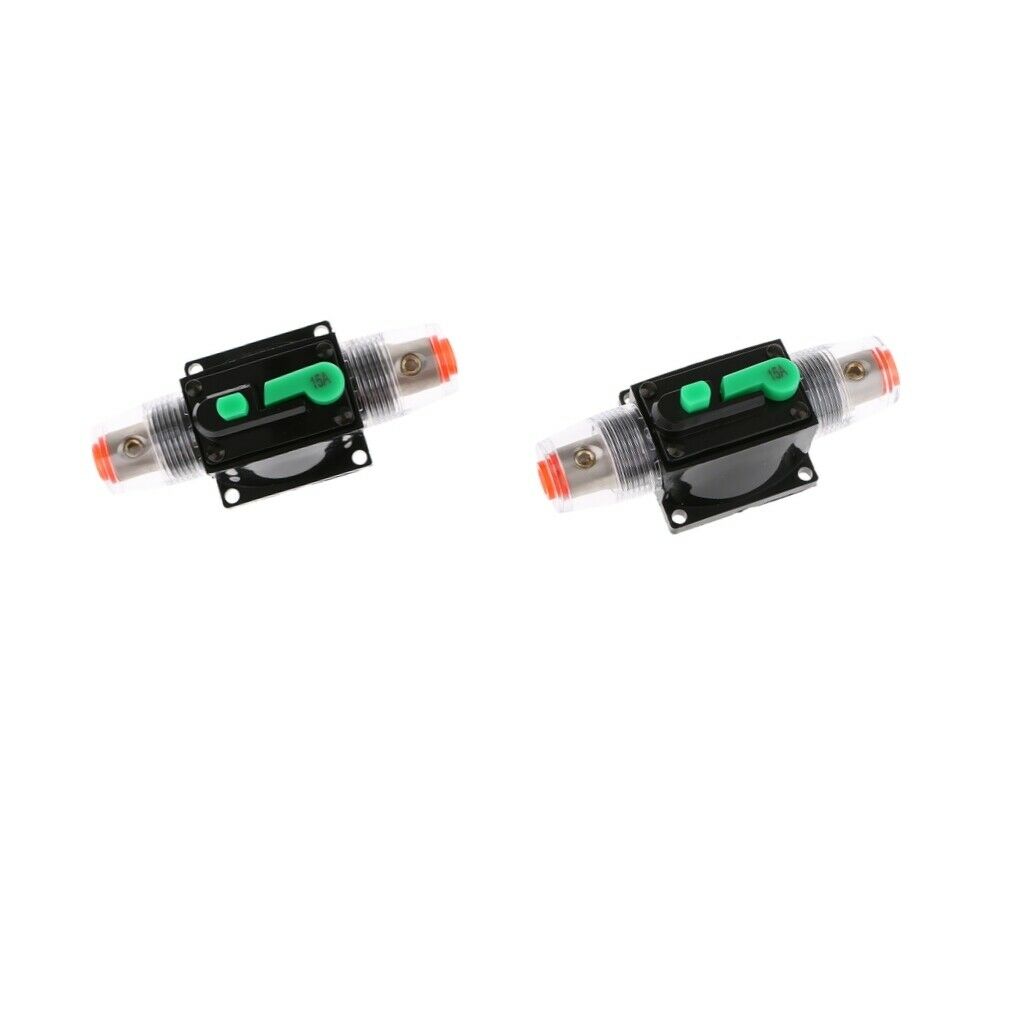 2x 15Amp In-Line Circuit Breaker Stereo Audio Car Fuse Holder 12V/24V/32V DC