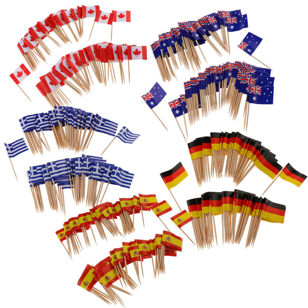 100 x Wedding Creative Flag Toothpicks Cocktail Decor Bar Sports- Canada