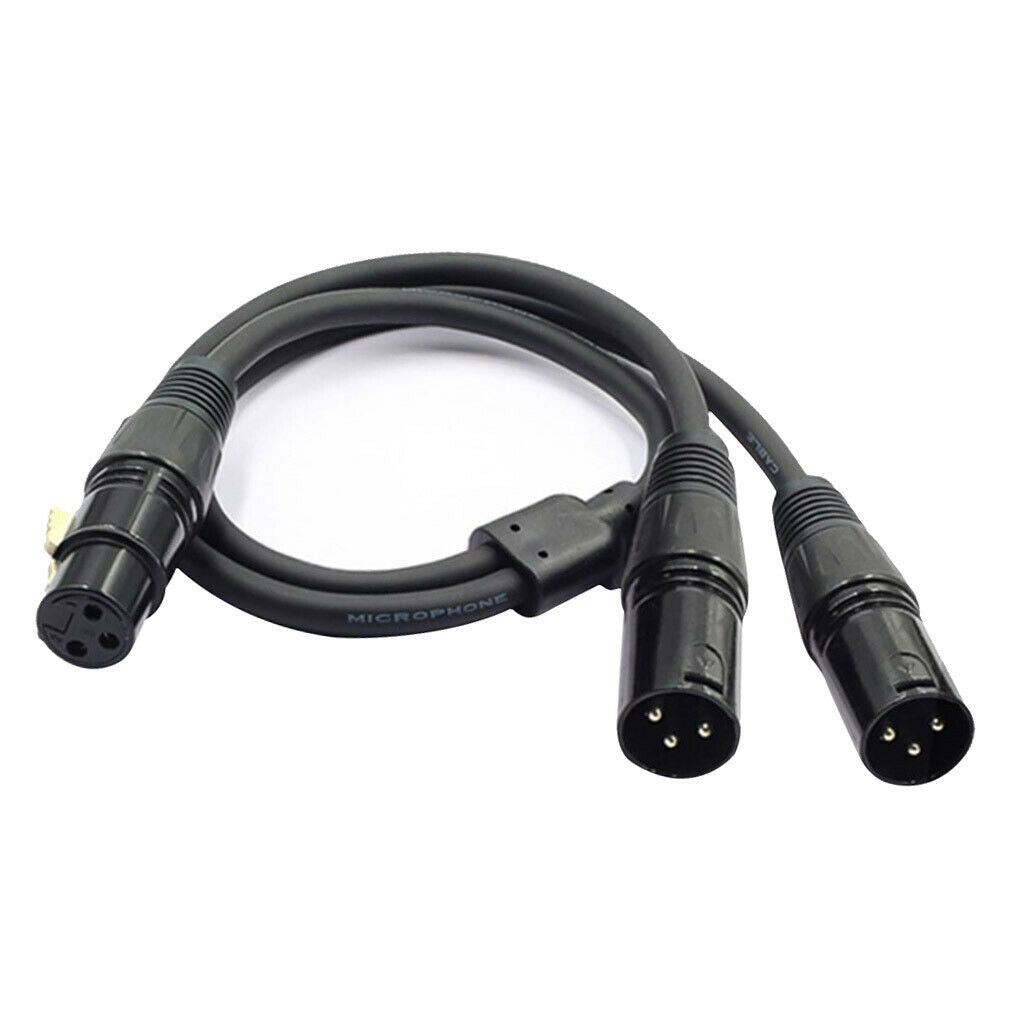 New 3Pin XLR Female Jack to Dual 2 Male Plug Y Splitter Cable Adaptor Cord