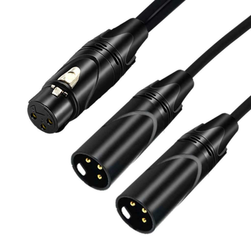 New 3Pin XLR Female Jack to Dual 2 Male Plug Y Splitter Cable Adaptor Cord