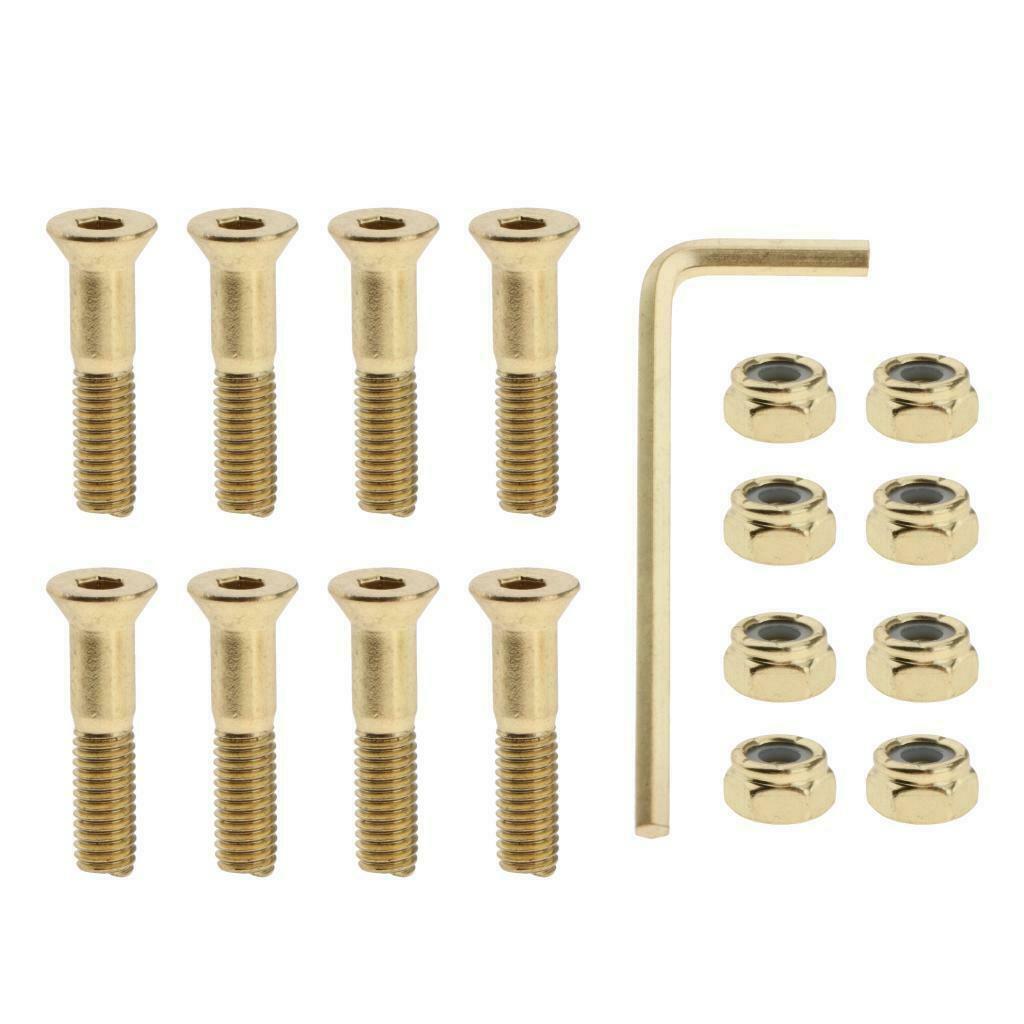 8Set Steel SkateBoard Screws and Nuts Longboard Skate Hardware Screws Bolts