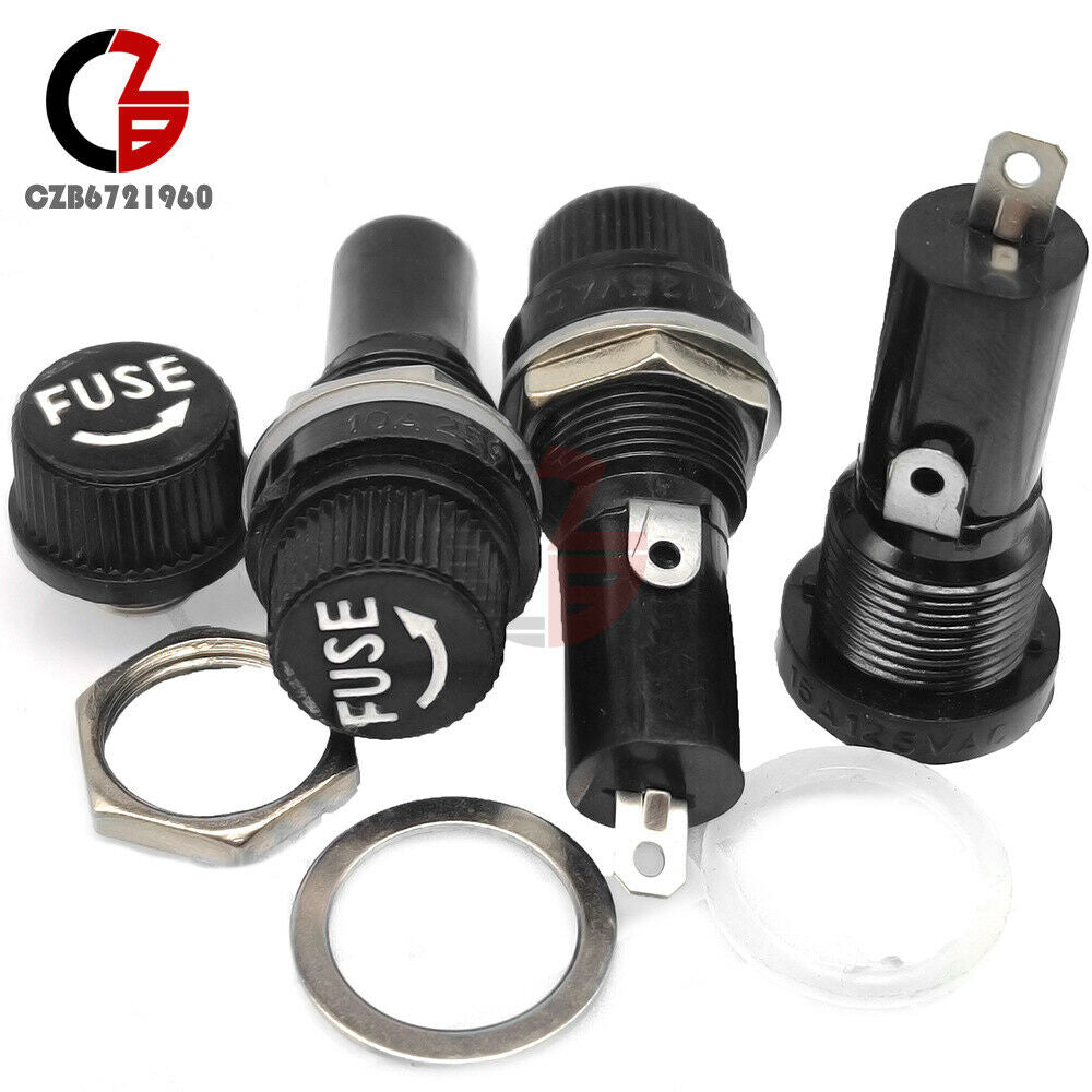 2Pcs Screw Cap Panel Mounted 6x30mm Fuse Holder AC 250V/10A New