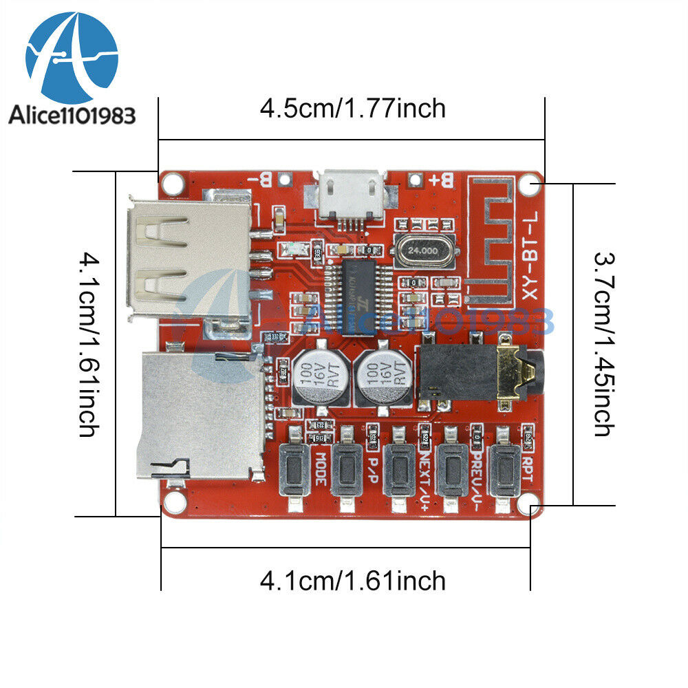 3.7-5V Bluetooth 4.1 Audio Decoder MP3 Player Board Micro USB TF SD Card Module