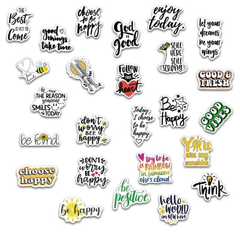 50pcs inspirational English slogan stickers luggage laptop waterproof stickeI7