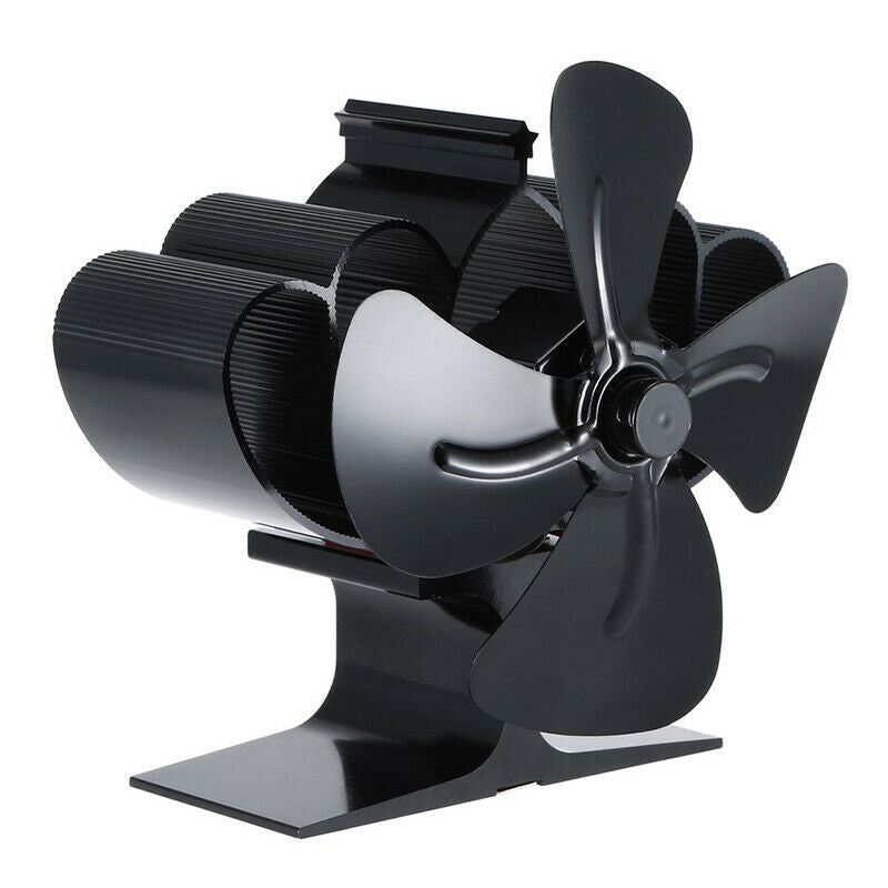 Mini 4 Blade Wood Stove Fan Heat Powered Eco Fireplace Fan Burner Double Motor