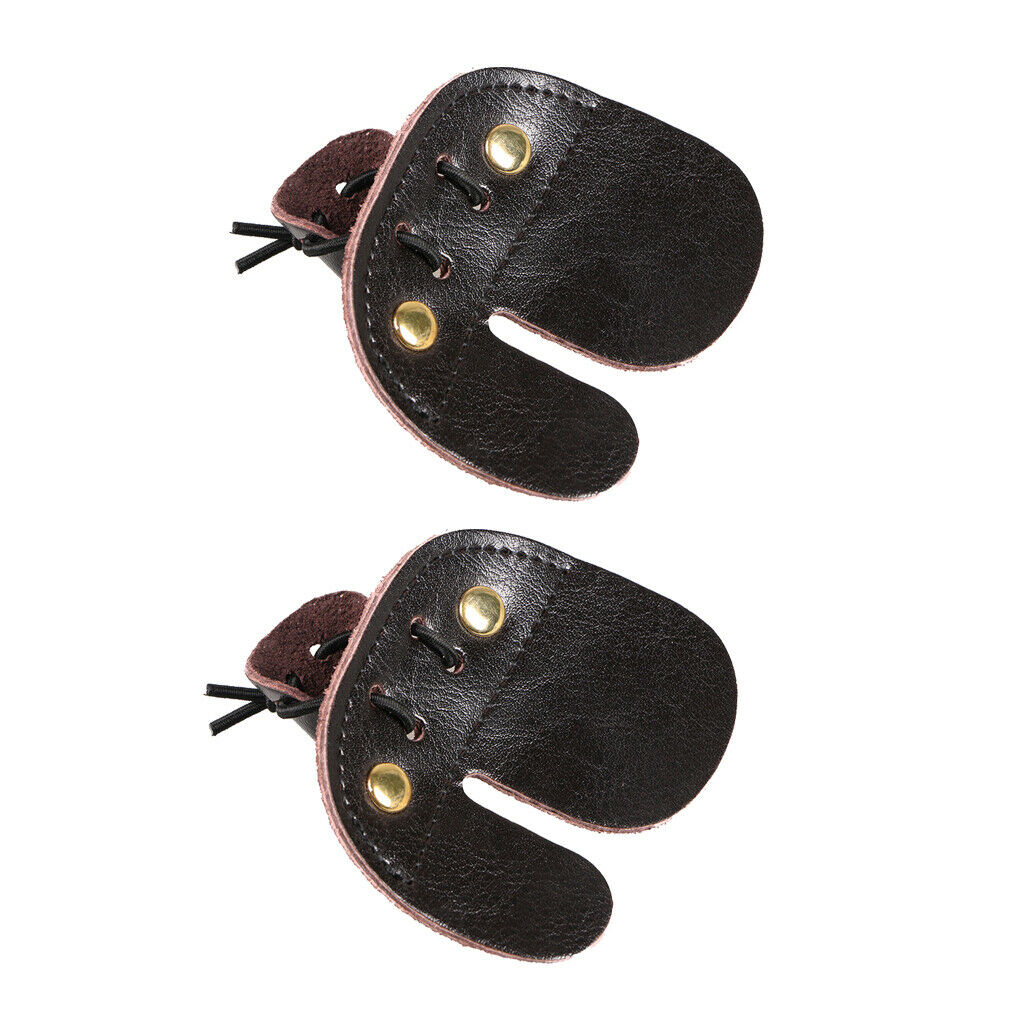 2 Pcs Archery Finger Tab Bowstring Finger Glove Protect Leather Fingertabs