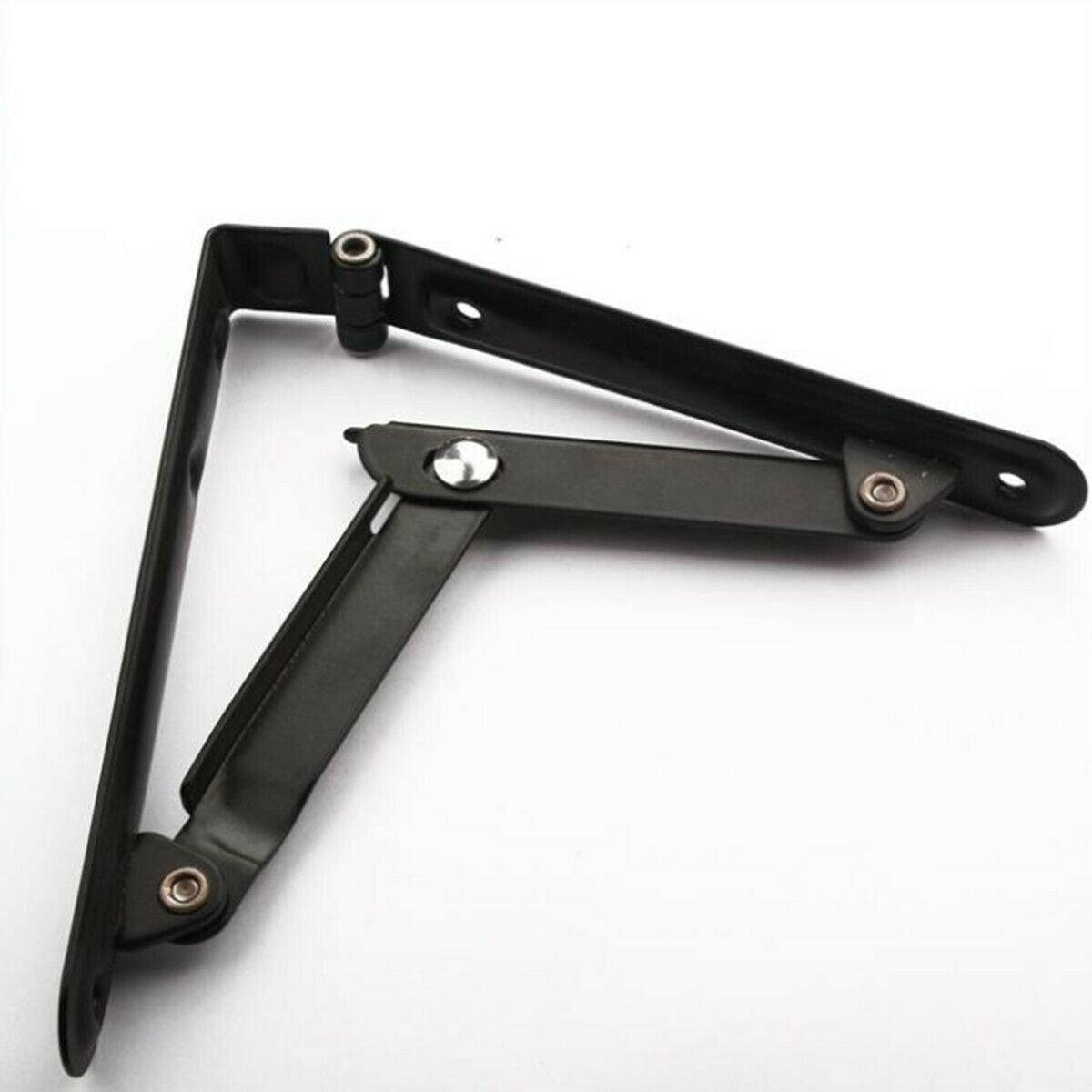 Black Folding Shelf Bracket Wall Mounted Table Bench Support Heavy Duty