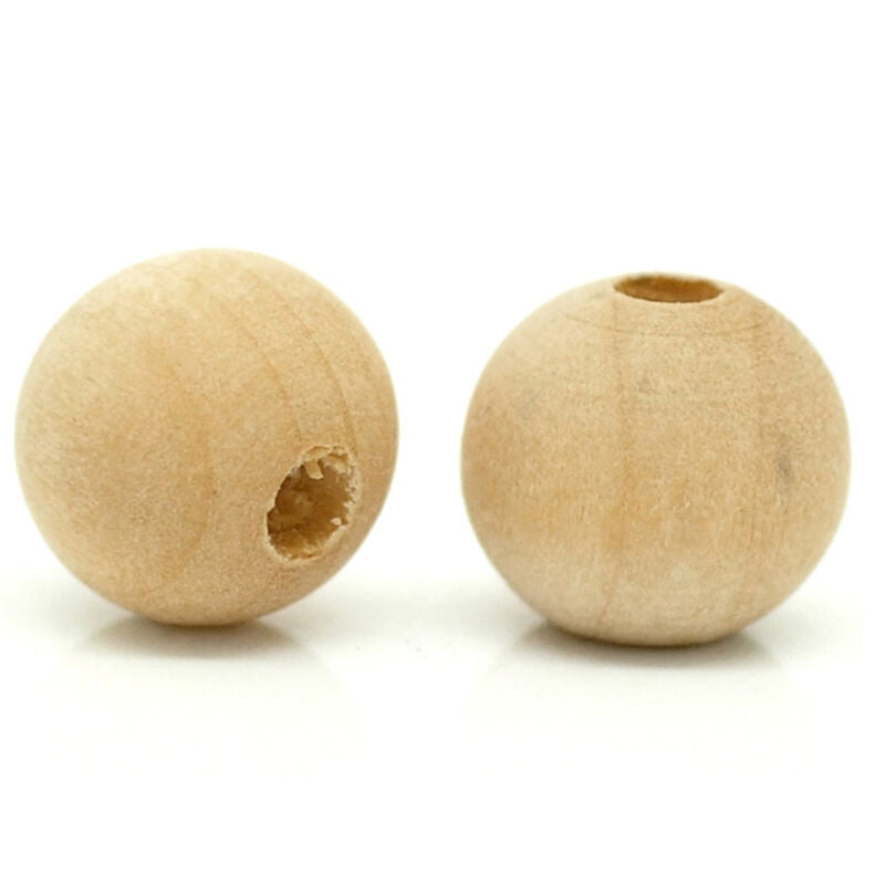 100 x 10mm Round Wood Spacer Bead Natural Unpainted Unfinished Wooden Bead.l8