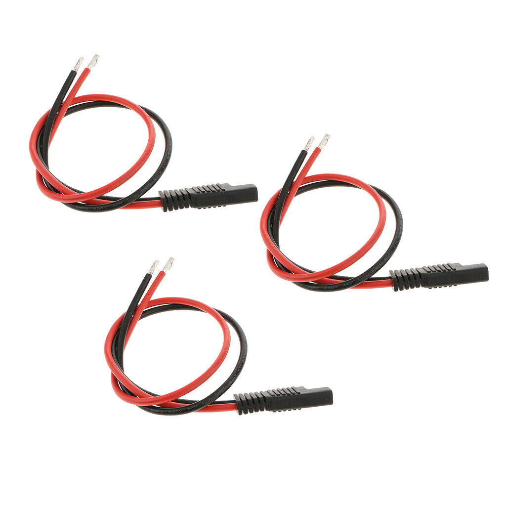 3pcs 12AWG 30A Solar Battery SAE Plug Harness Extension Cable 400mm