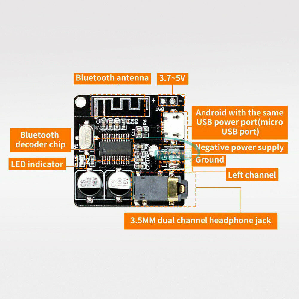 MP3 Bluetooth 5.0 VHM-314 Amplifier Board 3.7-5V Audio Lossless Decoder Module