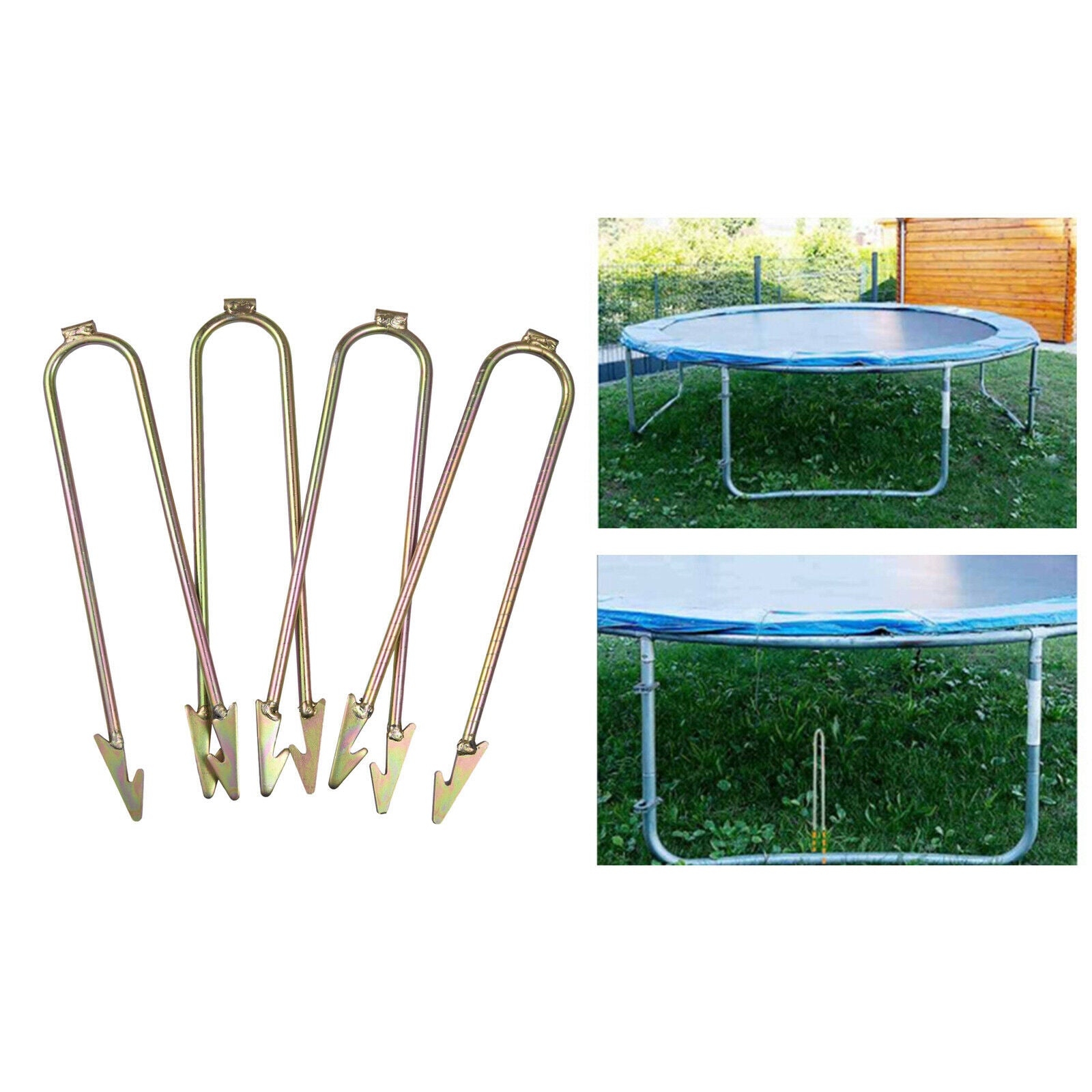 4Pcs Metal U-Shaped Wind Stakes Ground Anchors for Trampolines Professional