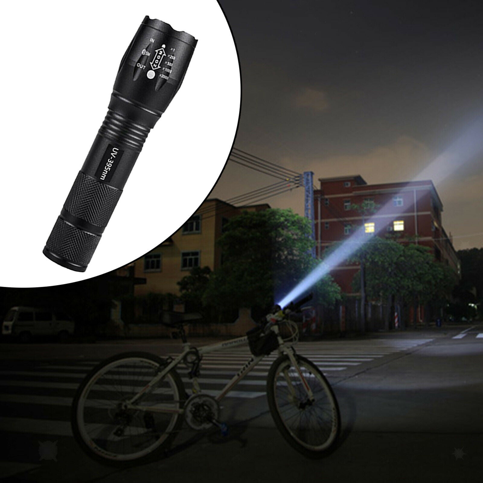 Aluminum Alloy Zoomable LED Flashlight Outdoor Torch Lamp Currency Check