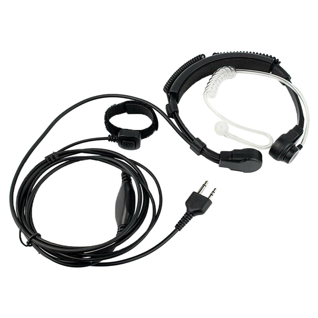 2 Pin Throat Mic Covert Acoustic Tube Earpiece Headset with PTT