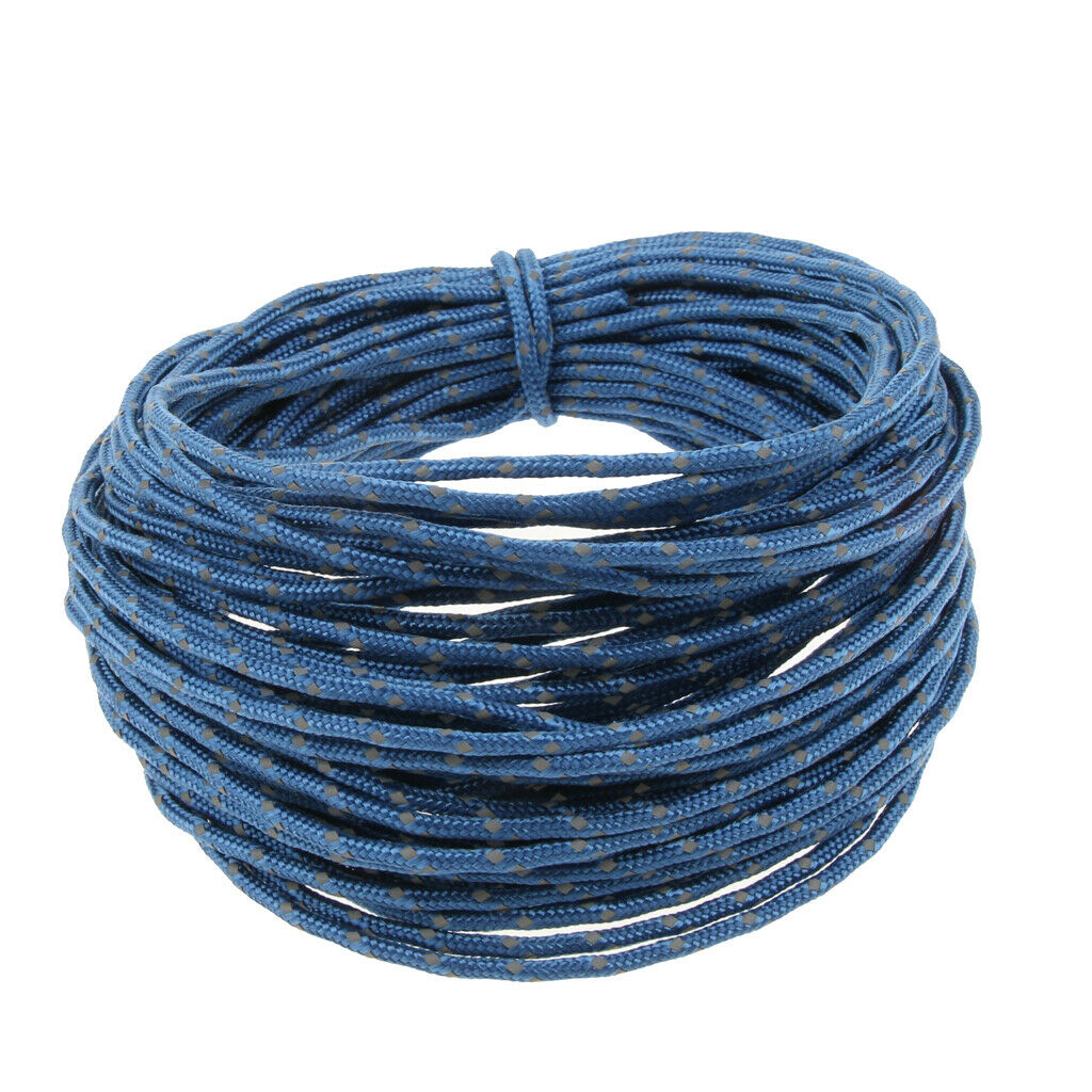 50ft Reflective Tent Rope Clothesline Camping Cord Pakage String 2.5mm Blue