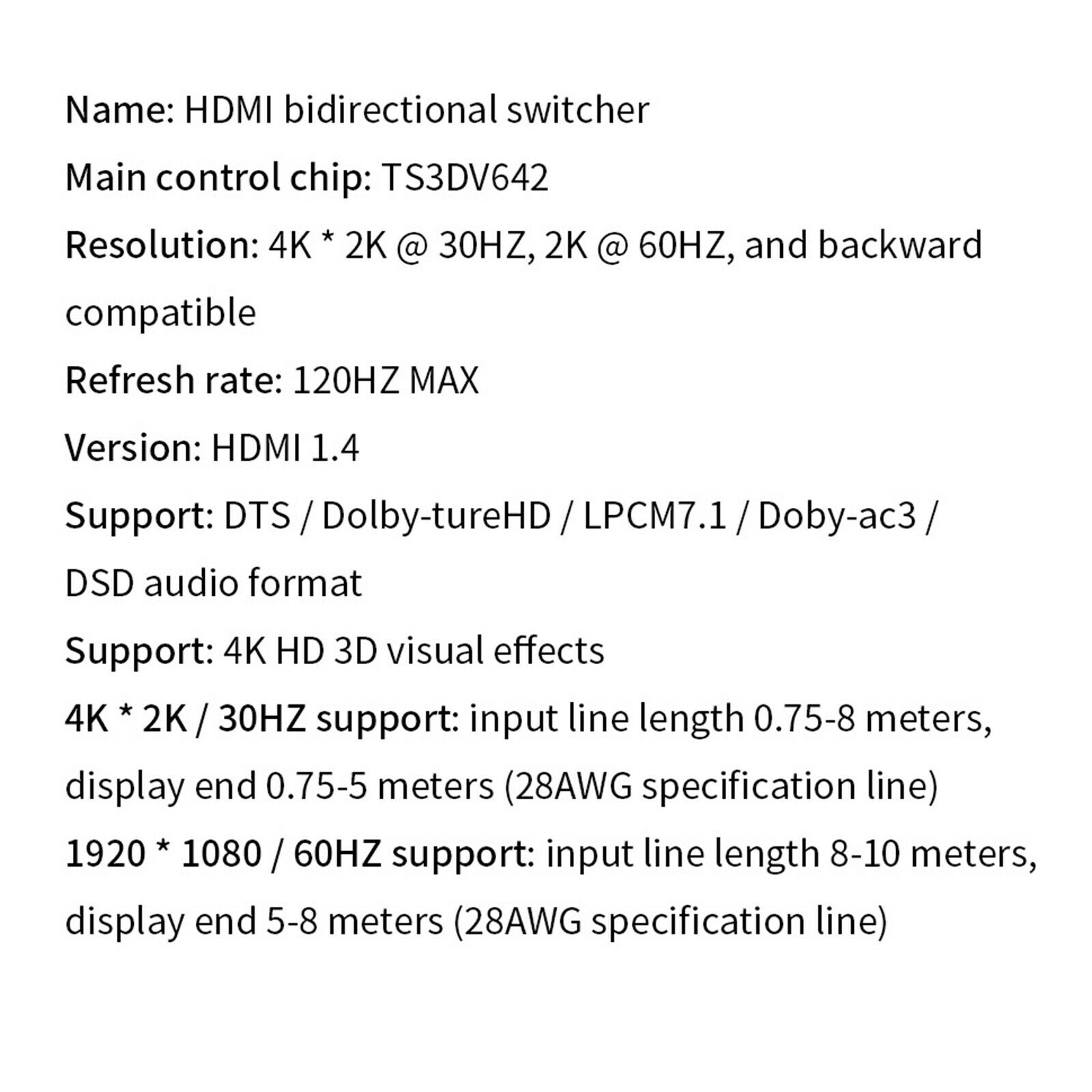 1080P 4K Bi Direction HDMI 1.4 Switch Switcher Splitter 2x1 Out For HDTV