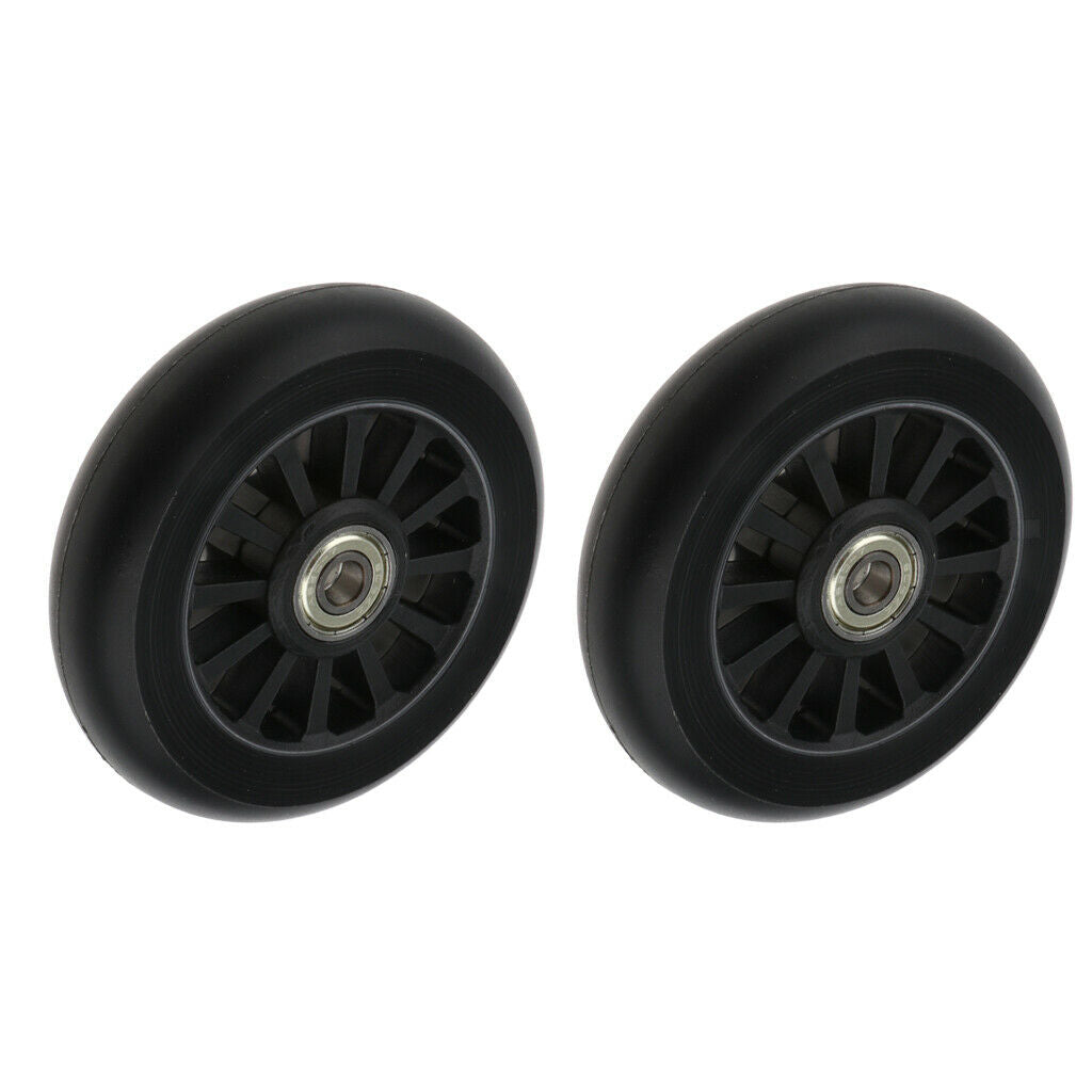 2pcs PU 100mm Scooter Wheels High Elasticity Skates Wheel Replacement Black