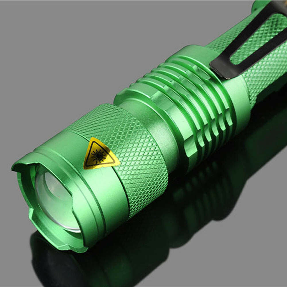 Portable Mini Q5 LED Zoomable 1200LM 3.7-4.2V Flashlight Torch Light Green