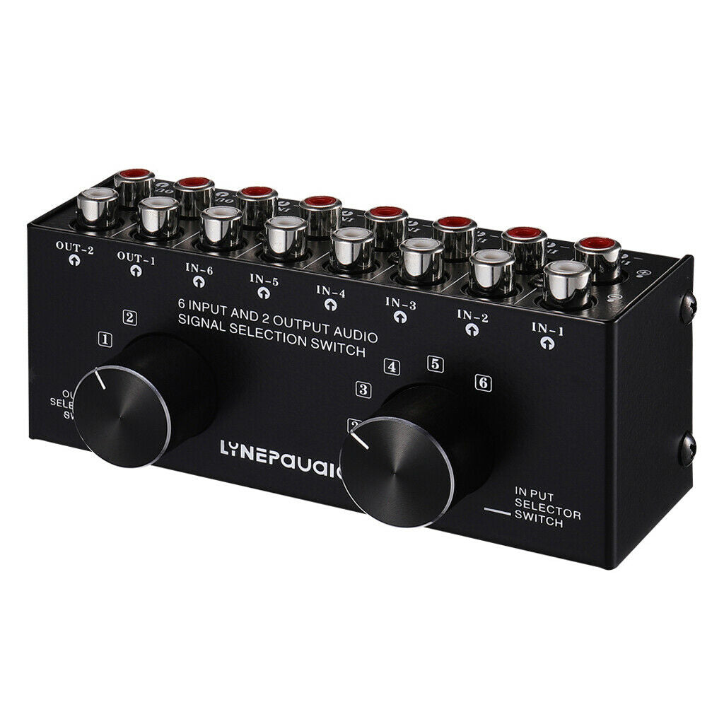 6-IN-2-Out RCA Stereo Switcher Selector Splitter Audio Switches Switch.
