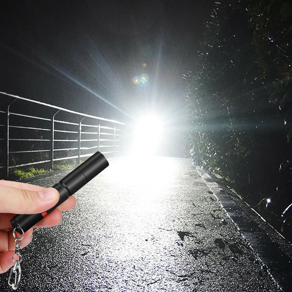 Ultra Small Protable Keychain Flashlight Pocket Torch 3 Mode Pen Night Lamp @