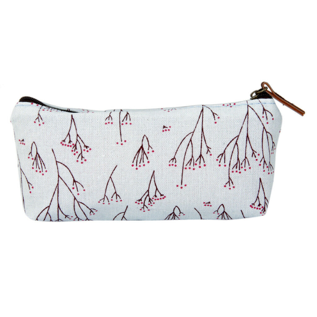 Flower Pencil Pen Case Cosmetic Makeup Bag Storage Pouch Purse Blue