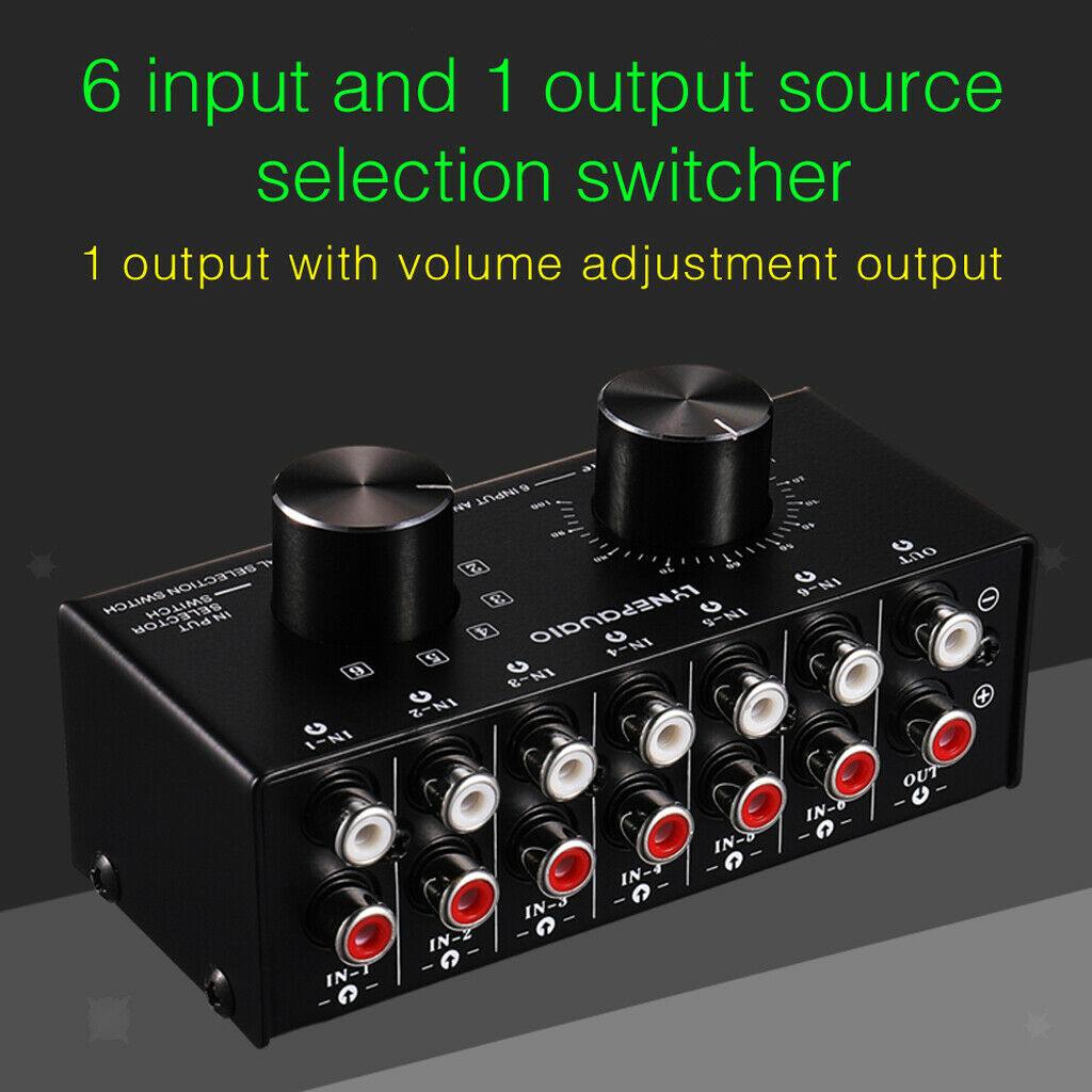 6 Input 1 Output Source Switch Box Switcher Professional Speaker Selector