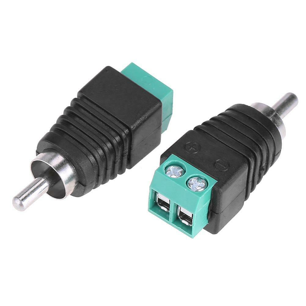 2pcs Speaker Wire Cable to Audio Male RCA Connectors Adapters Jack Plug @