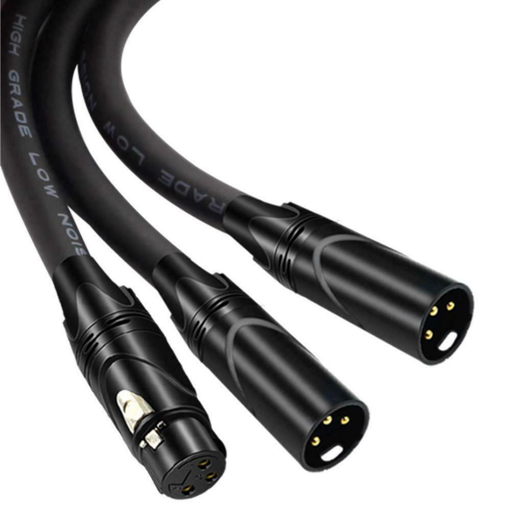 New 3Pin XLR Female Jack to Dual 2 Male Plug Y Splitter Cable Adaptor Cord