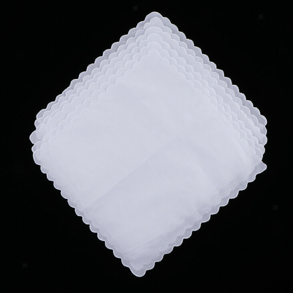 100% Cotton White Handkerchiefs Hanky Pocket Square for Men Women 28x29cm