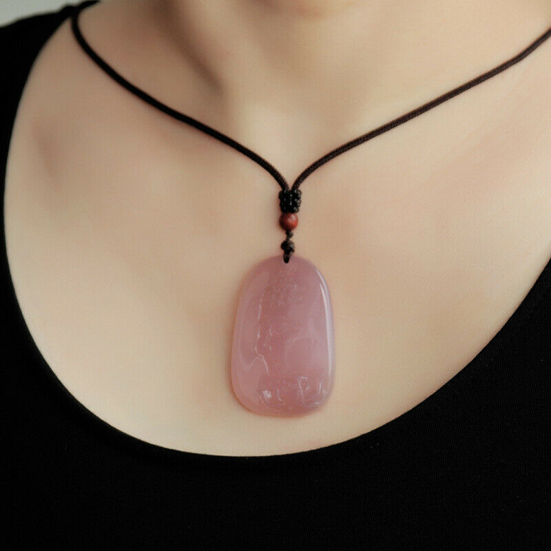 100% natural ice-transparent violet hand-carved chalcedony side Buddha pendant